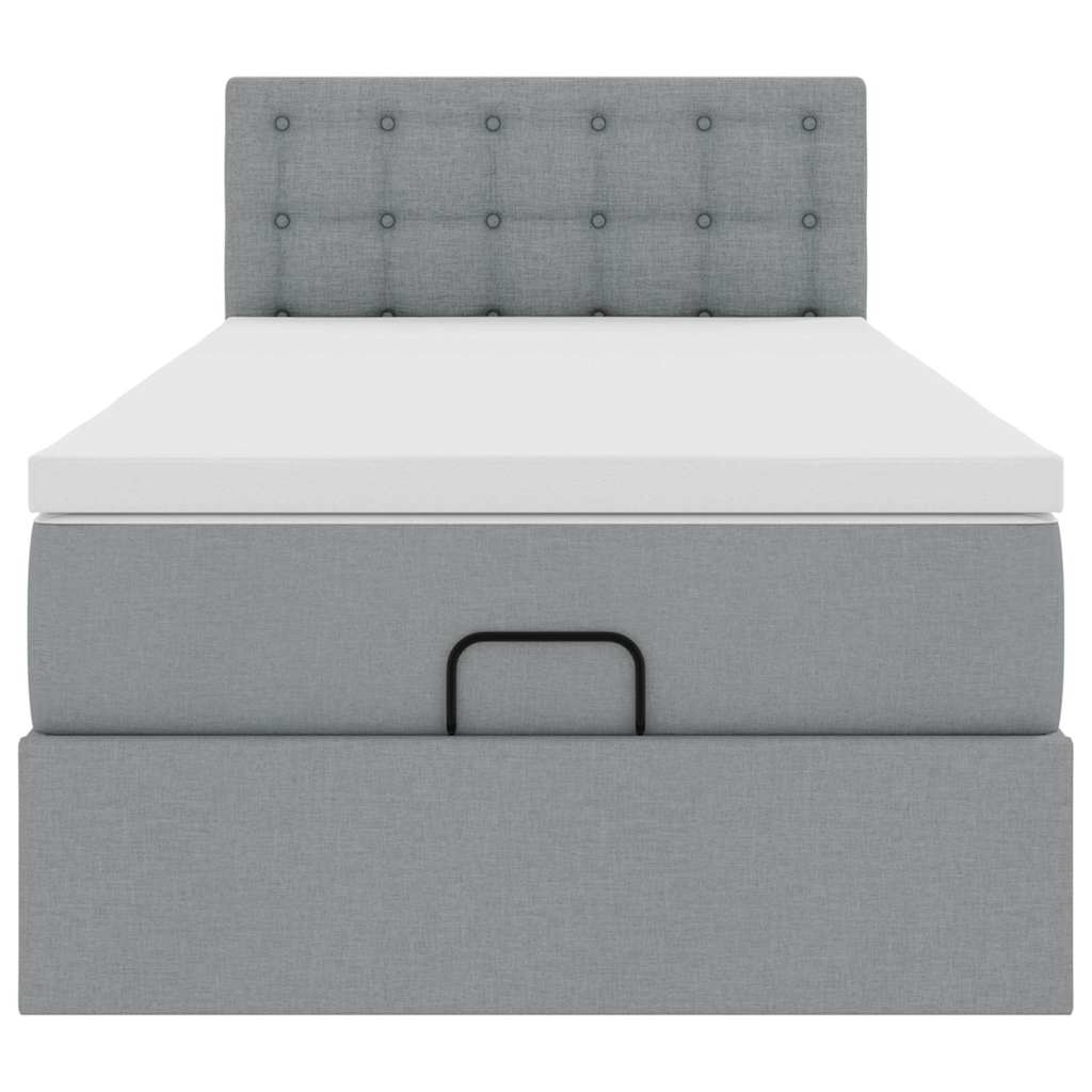 vidaXL Lit ottoman avec matelas et LED Gris clair 90x200 cm Tissu