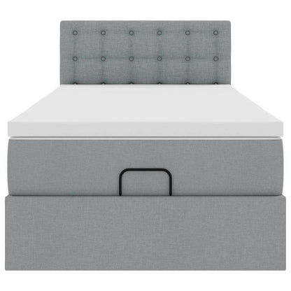 vidaXL Lit ottoman avec matelas et LED Gris clair 90x200 cm Tissu
