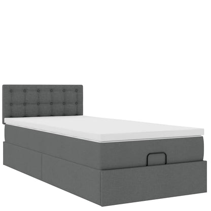 vidaXL Ottomane Bett mit Matratze & LEDs Dunkelgrau 90x200 cm Stoff
