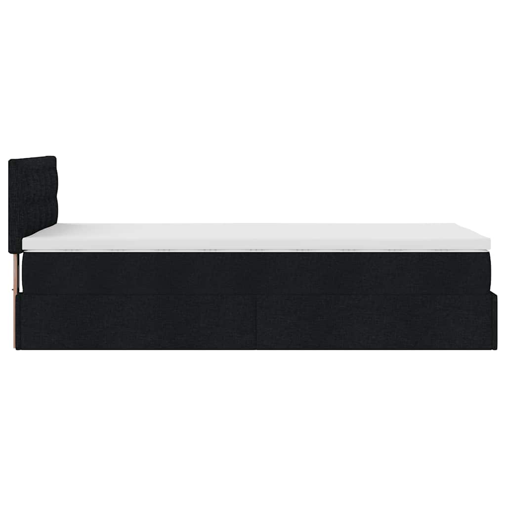 vidaXL Lit ottoman avec matelas et LED Noir 90x200 cm Tissu