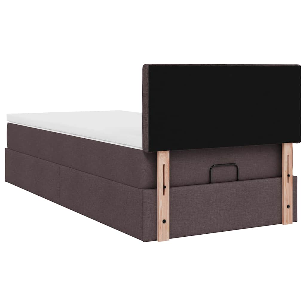 vidaXL Ottomane Bett mit Matratze & LEDs Dunkelbraun 90x200 cm Stoff