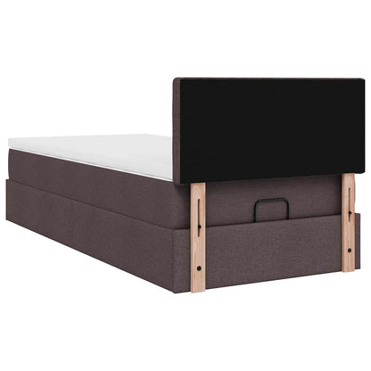 vidaXL Ottomane Bett mit Matratze & LEDs Dunkelbraun 90x200 cm Stoff