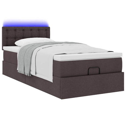 vidaXL Ottomane Bett mit Matratze & LEDs Dunkelbraun 90x200 cm Stoff