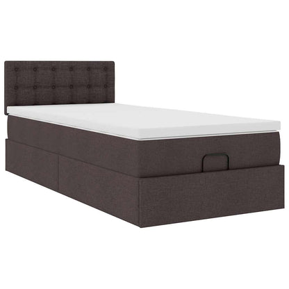 vidaXL Ottomane Bett mit Matratze & LEDs Dunkelbraun 90x200 cm Stoff