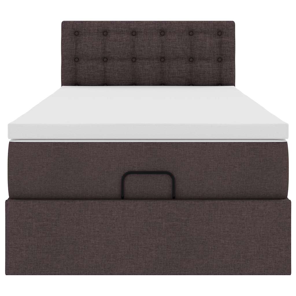 vidaXL Ottomane Bett mit Matratze & LEDs Dunkelbraun 90x200 cm Stoff