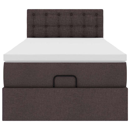 vidaXL Ottomane Bett mit Matratze & LEDs Dunkelbraun 90x200 cm Stoff