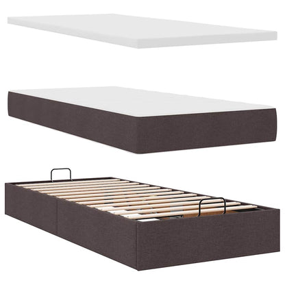 vidaXL Ottomane Bett mit Matratze & LEDs Dunkelbraun 90x200 cm Stoff