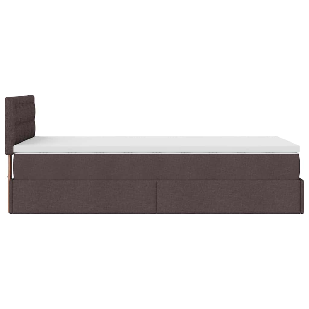 vidaXL Ottomane Bett mit Matratze & LEDs Dunkelbraun 90x200 cm Stoff