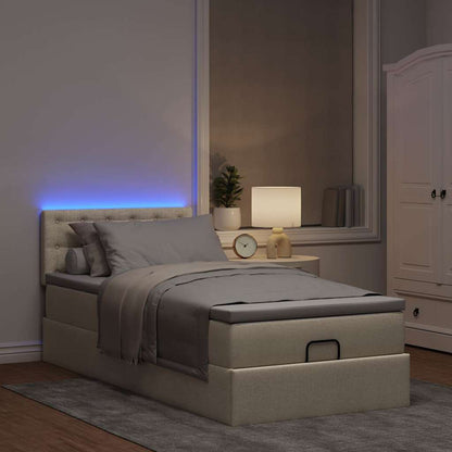 vidaXL Lit ottoman avec matelas et LED Crème 90x200 cm Tissu