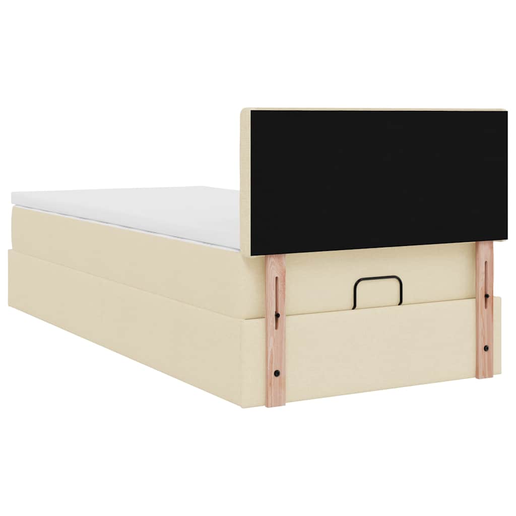 vidaXL Lit ottoman avec matelas et LED Crème 90x200 cm Tissu