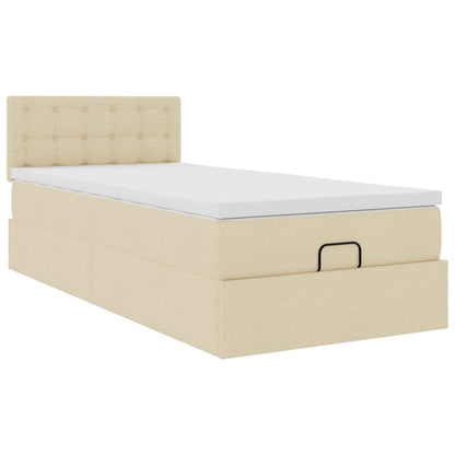 vidaXL Lit ottoman avec matelas et LED Crème 90x200 cm Tissu