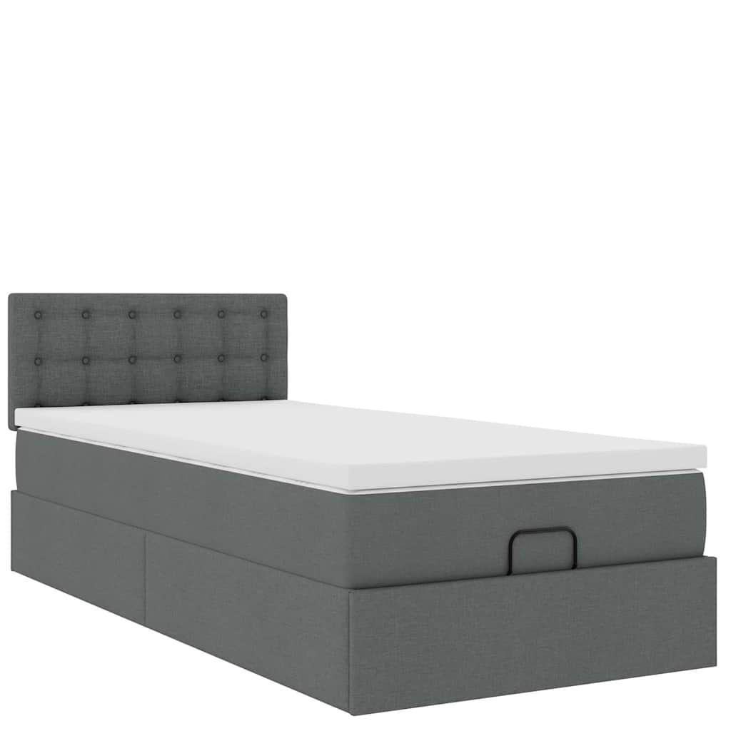 vidaXL Ottoman-Bett mit Matratze & LEDs Dunkelgrau 100x200 cm Stoff