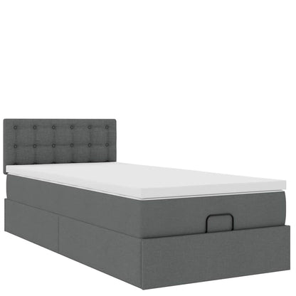 vidaXL Ottoman-Bett mit Matratze & LEDs Dunkelgrau 100x200 cm Stoff