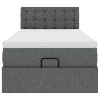 vidaXL Ottoman-Bett mit Matratze & LEDs Dunkelgrau 100x200 cm Stoff