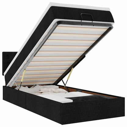 vidaXL Ottoman-Bett mit Matratze & LEDs Schwarz 100x200 cm Stoff