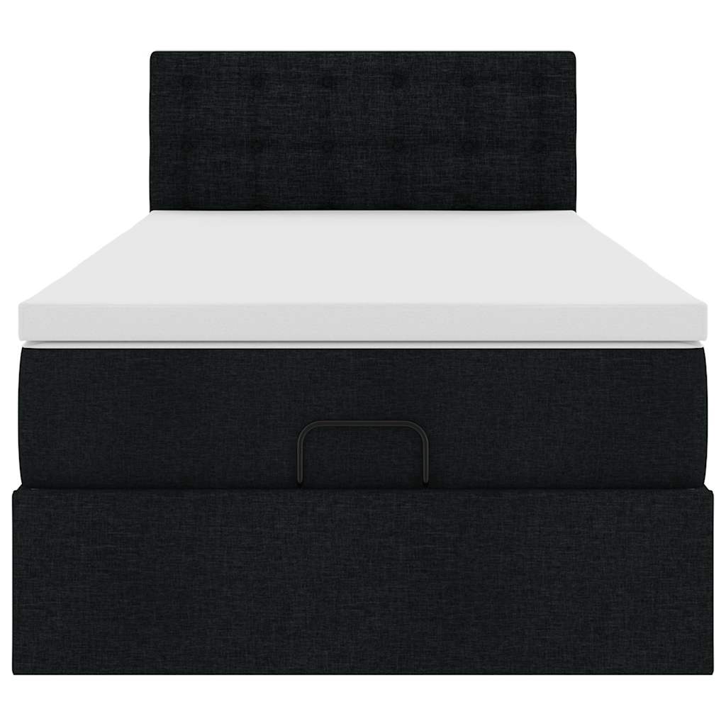 vidaXL Ottoman-Bett mit Matratze & LEDs Schwarz 100x200 cm Stoff