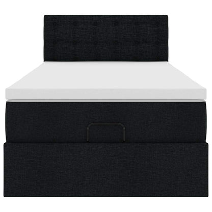 vidaXL Ottoman-Bett mit Matratze & LEDs Schwarz 100x200 cm Stoff