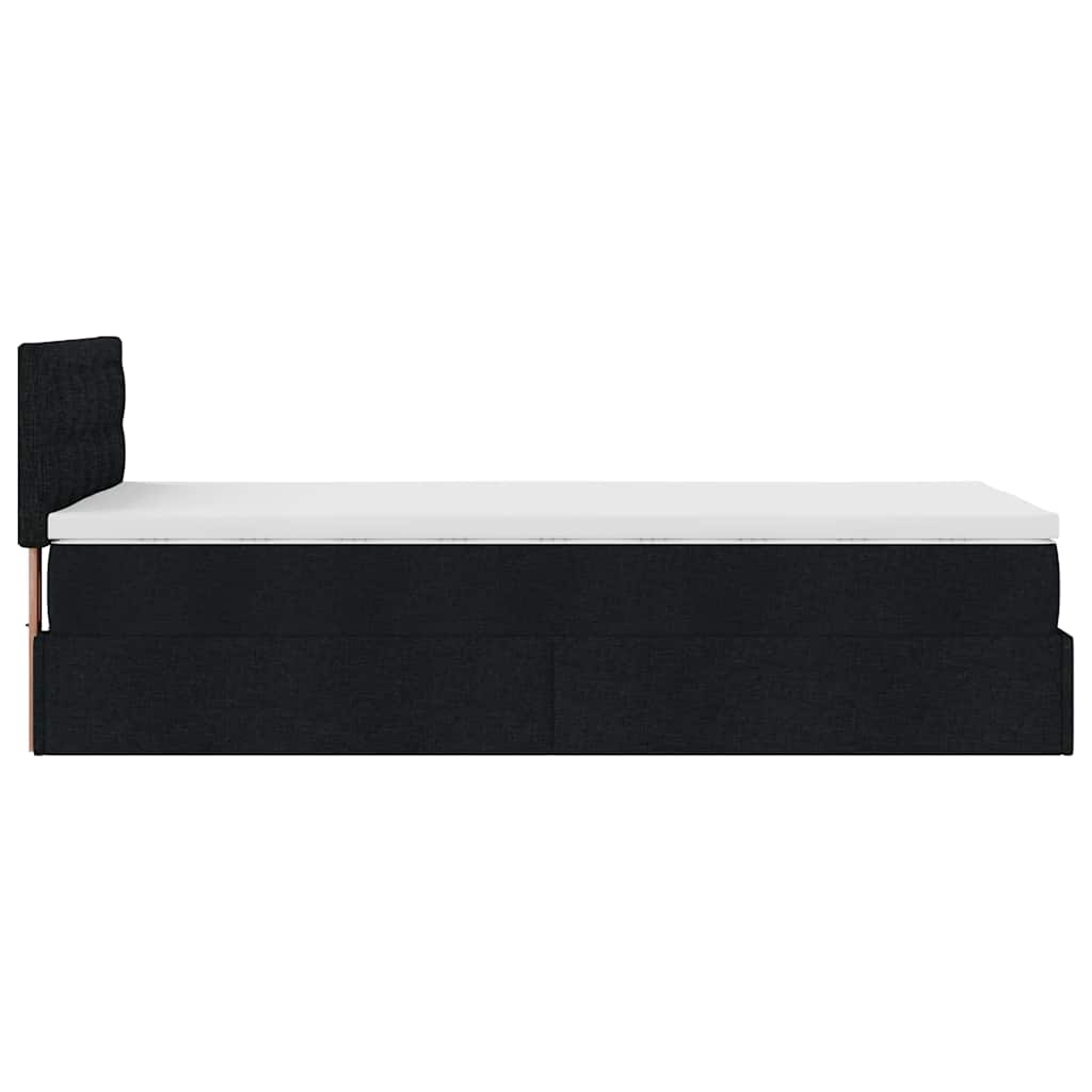 vidaXL Ottoman-Bett mit Matratze & LEDs Schwarz 100x200 cm Stoff