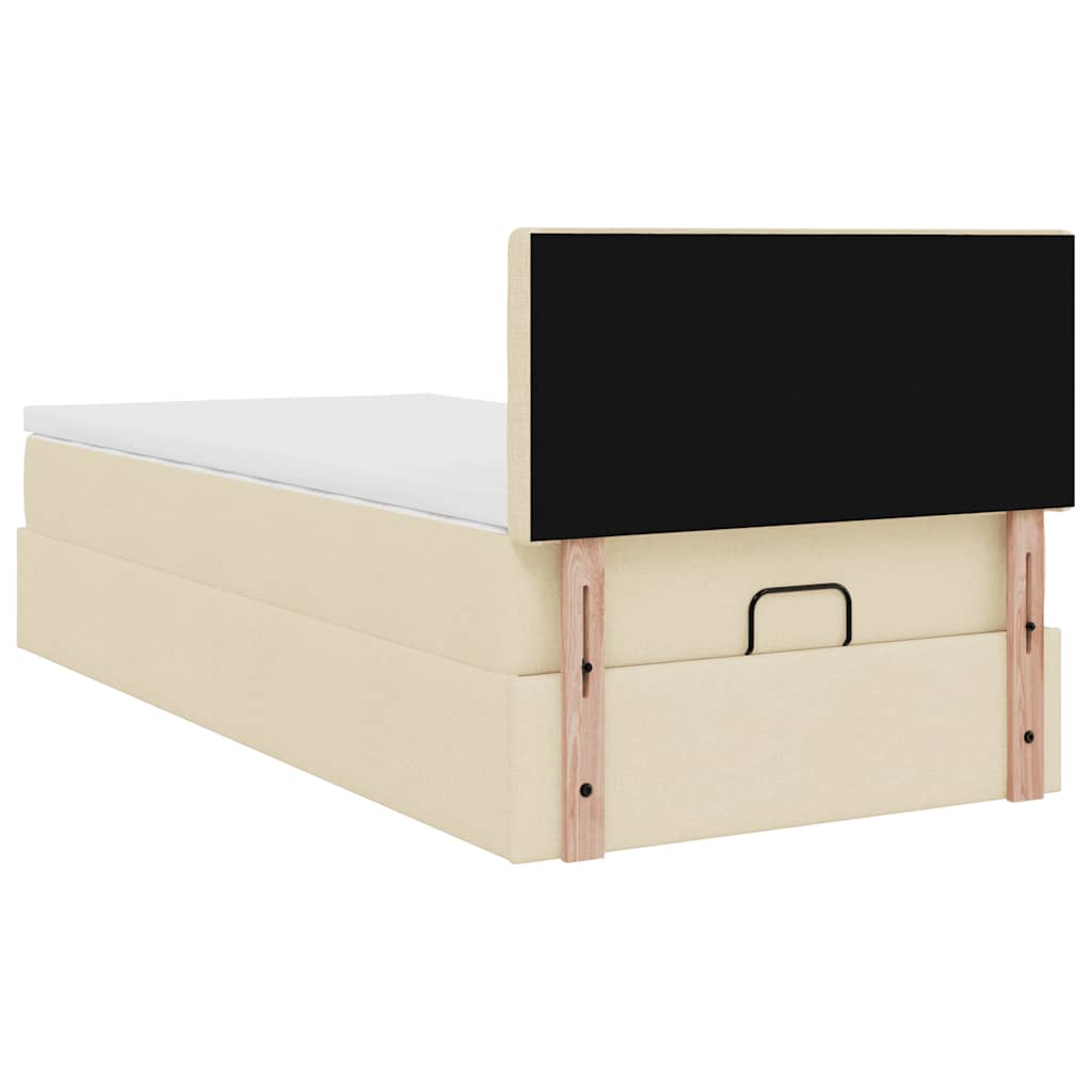 vidaXL Lit ottoman avec matelas et LED Crème 100x200 cm Tissu