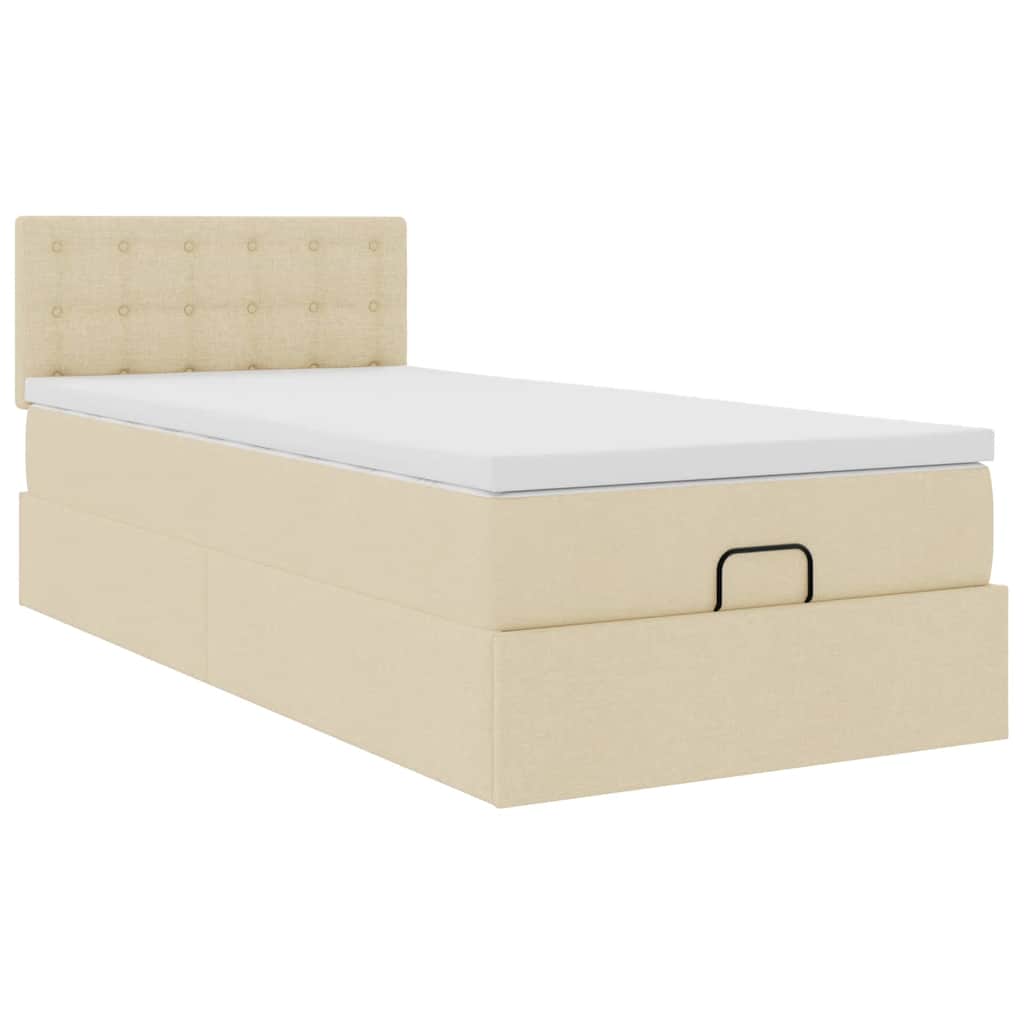 vidaXL Lit ottoman avec matelas et LED Crème 100x200 cm Tissu