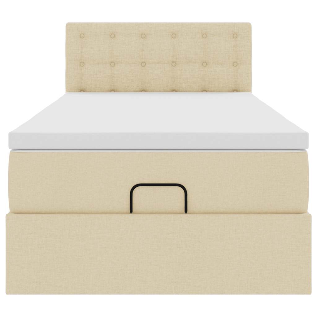 vidaXL Lit ottoman avec matelas et LED Crème 100x200 cm Tissu