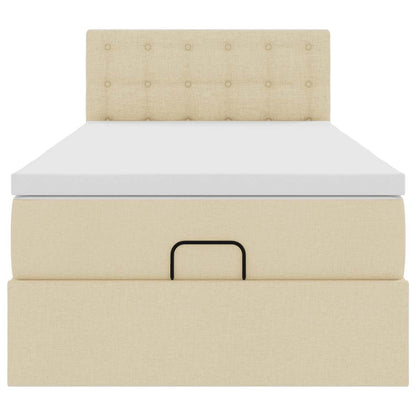 vidaXL Lit ottoman avec matelas et LED Crème 100x200 cm Tissu