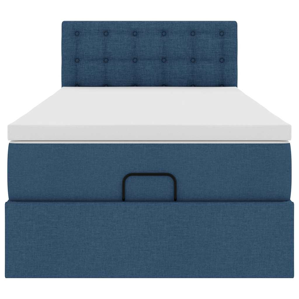 vidaXL Ottomane Bett mit Matratze & LEDs Blau 100x200 cm Stoff