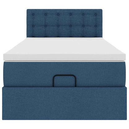 vidaXL Ottomane Bett mit Matratze & LEDs Blau 100x200 cm Stoff