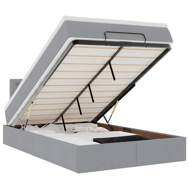 vidaXL Lit ottoman avec matelas et LED gris clair 120x190 cm tissu