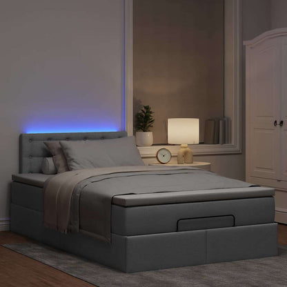 vidaXL Lit ottoman avec matelas et LED gris clair 120x190 cm tissu
