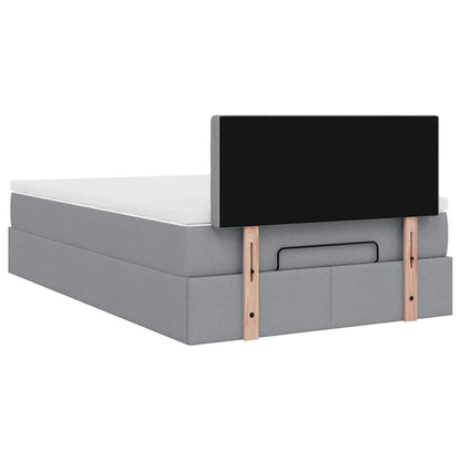vidaXL Lit ottoman avec matelas et LED gris clair 120x190 cm tissu