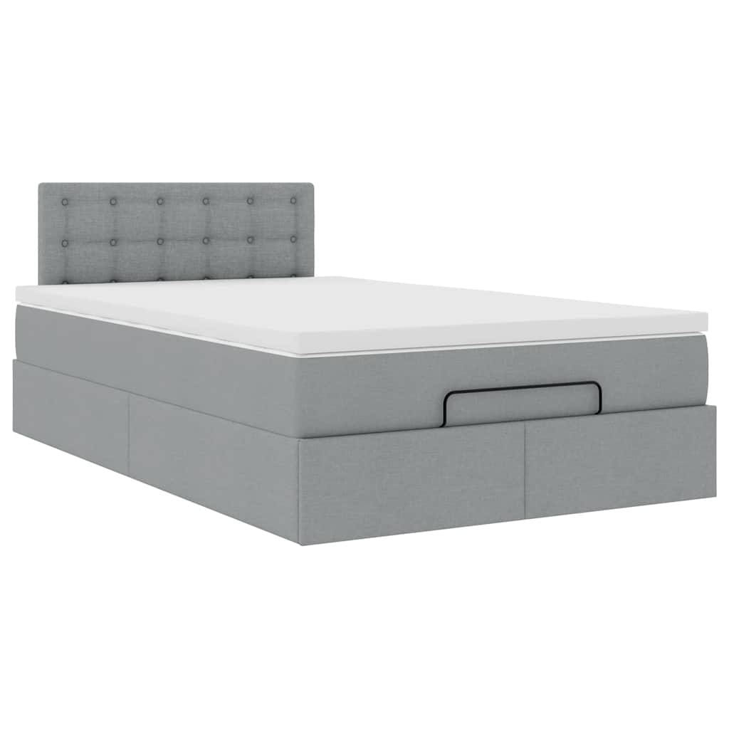 vidaXL Lit ottoman avec matelas et LED gris clair 120x190 cm tissu
