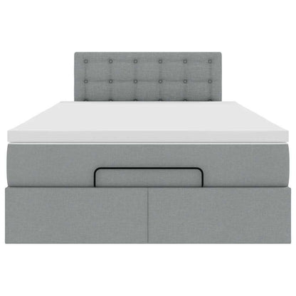 vidaXL Lit ottoman avec matelas et LED gris clair 120x190 cm tissu