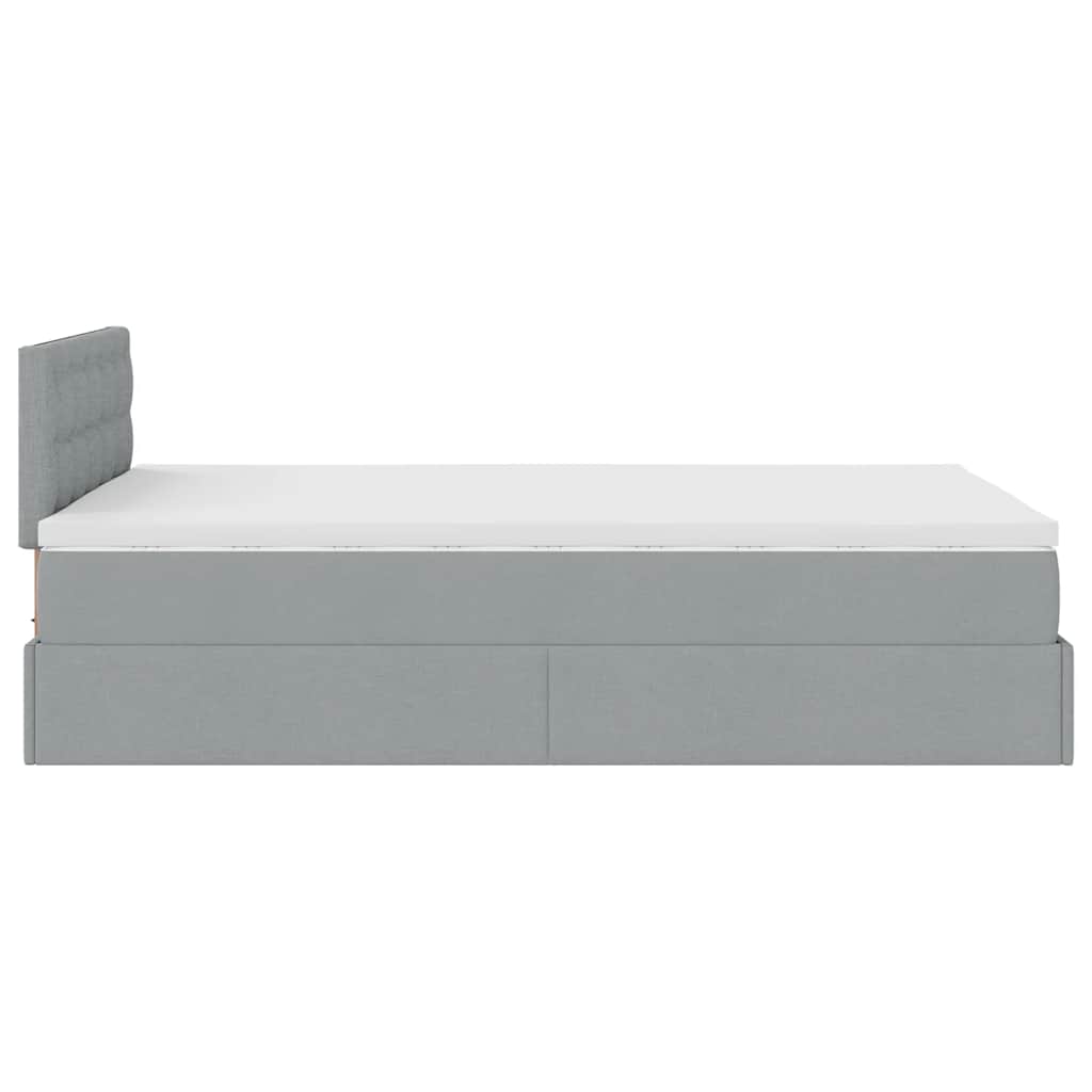 vidaXL Lit ottoman avec matelas et LED gris clair 120x190 cm tissu