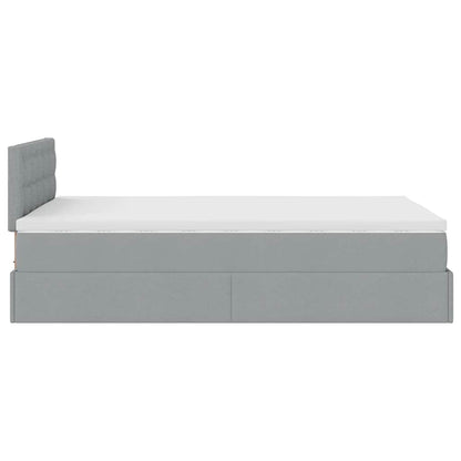 vidaXL Lit ottoman avec matelas et LED gris clair 120x190 cm tissu