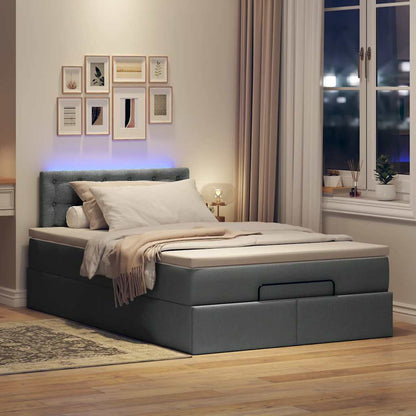 vidaXL Ottomane Bett mit Matratze & LEDs Dunkelgrau 120x190 cm Stoff