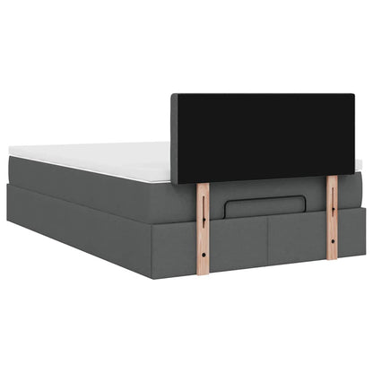 vidaXL Ottomane Bett mit Matratze & LEDs Dunkelgrau 120x190 cm Stoff