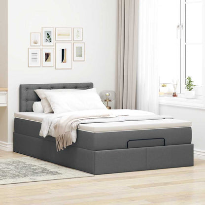 vidaXL Ottomane Bett mit Matratze & LEDs Dunkelgrau 120x190 cm Stoff