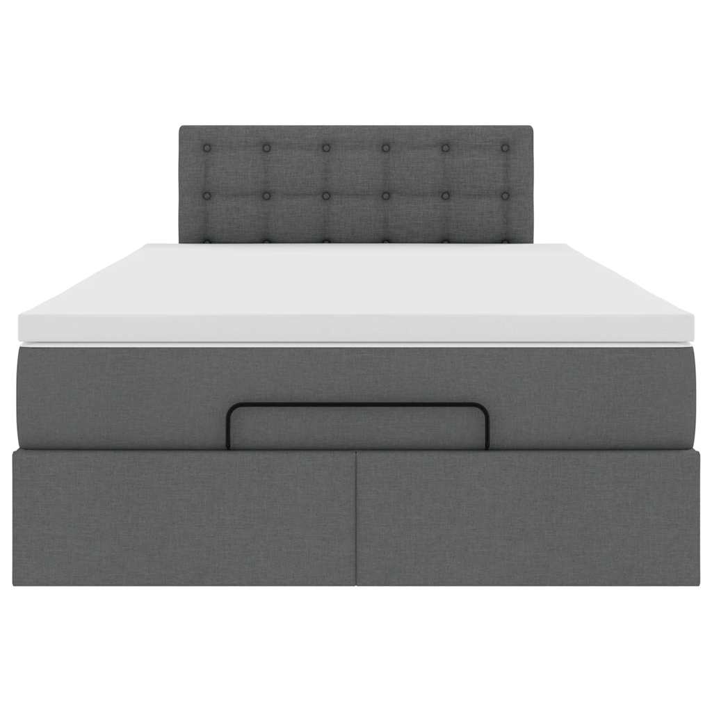 vidaXL Ottomane Bett mit Matratze & LEDs Dunkelgrau 120x190 cm Stoff