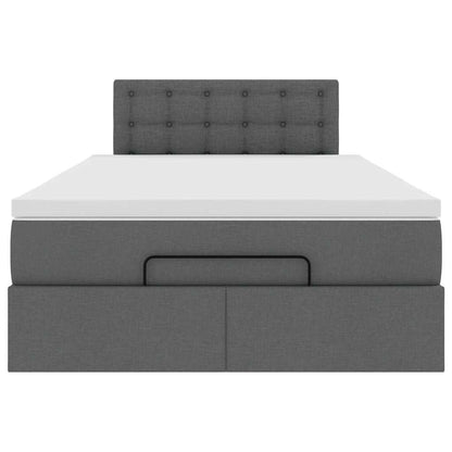 vidaXL Ottomane Bett mit Matratze & LEDs Dunkelgrau 120x190 cm Stoff