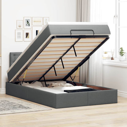 vidaXL Ottomane Bett mit Matratze & LEDs Dunkelgrau 120x190 cm Stoff
