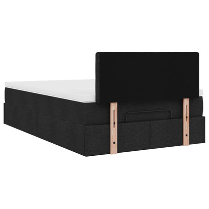 vidaXL Ottomane Bett mit Matratze & LEDs Schwarz 120x190 cm Stoff
