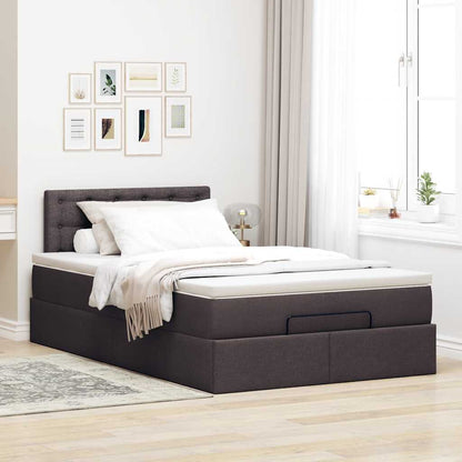 vidaXL Ottoman-Bett mit Matratze & LEDs Dunkelbraun 120x190 cm Stoff