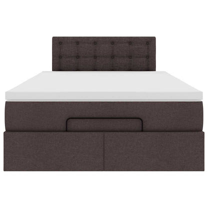 vidaXL Ottoman-Bett mit Matratze & LEDs Dunkelbraun 120x190 cm Stoff