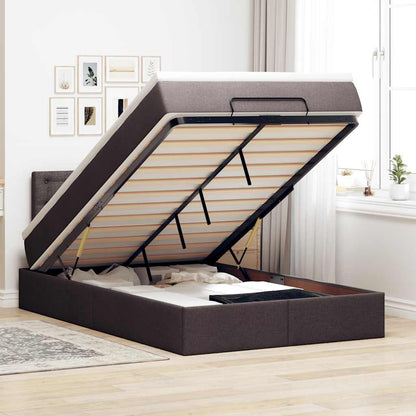 vidaXL Ottoman-Bett mit Matratze & LEDs Dunkelbraun 120x190 cm Stoff