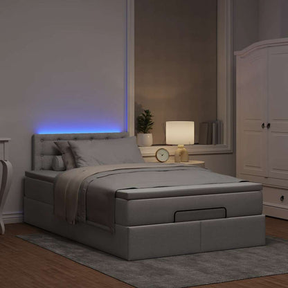 Ottomane Bett mit Matratze & LEDs Taupe 120x190 cm Stoff