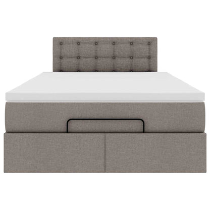 Ottomane Bett mit Matratze & LEDs Taupe 120x190 cm Stoff