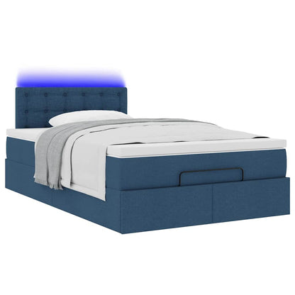 vidaXL Ottomane Bett mit Matratze & LEDs Blau 120x190 cm Stoff
