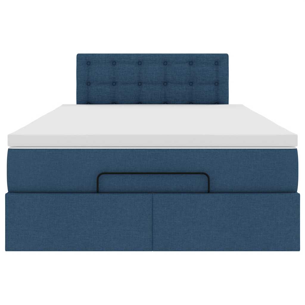 vidaXL Ottomane Bett mit Matratze & LEDs Blau 120x190 cm Stoff