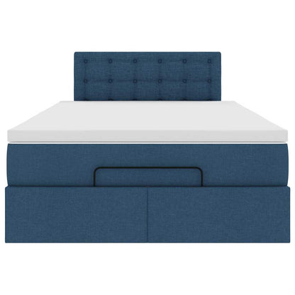 vidaXL Ottomane Bett mit Matratze & LEDs Blau 120x190 cm Stoff